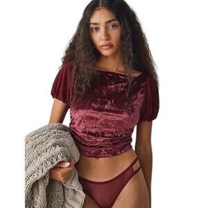 INTIMATELY FREE PEOPLE Midnight Mood Velvet Crop Top, Size Large - NWOT